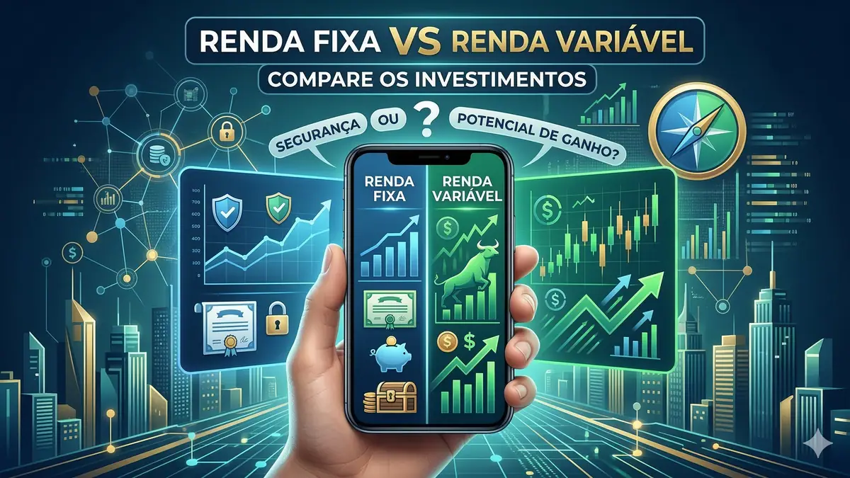 Imagem destacada sobre Comparativo renda fixa vs renda variável
