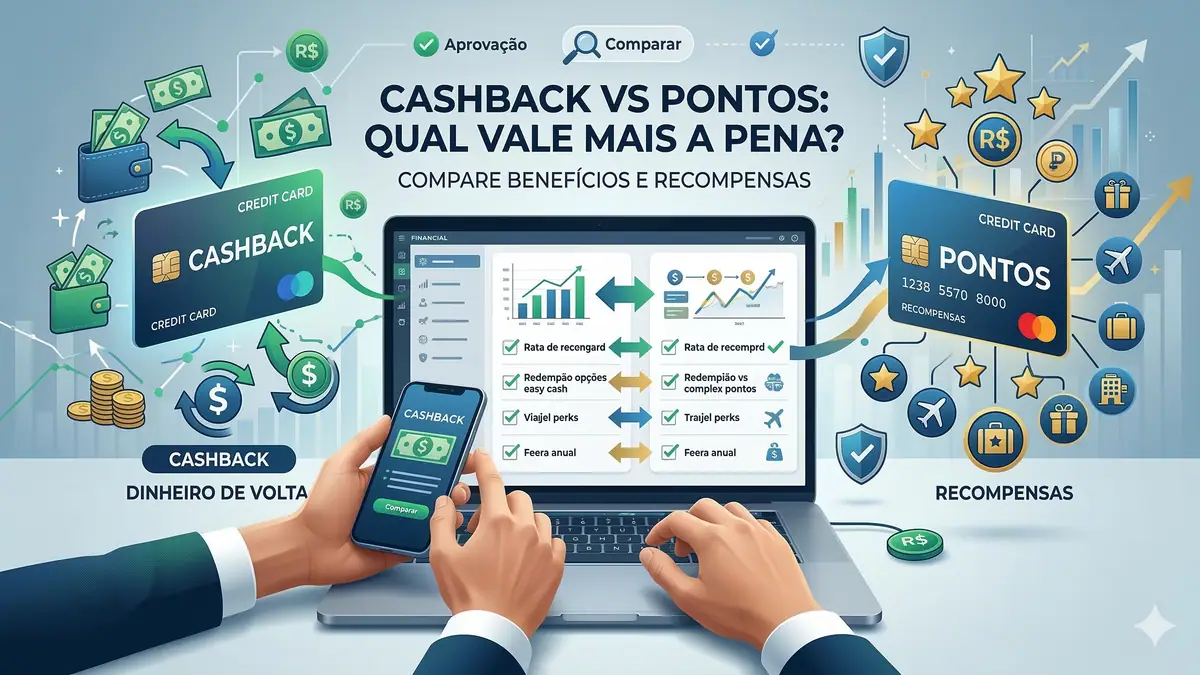 Imagem destacada sobre Comparativo cartão de crédito cashback vs pontos
