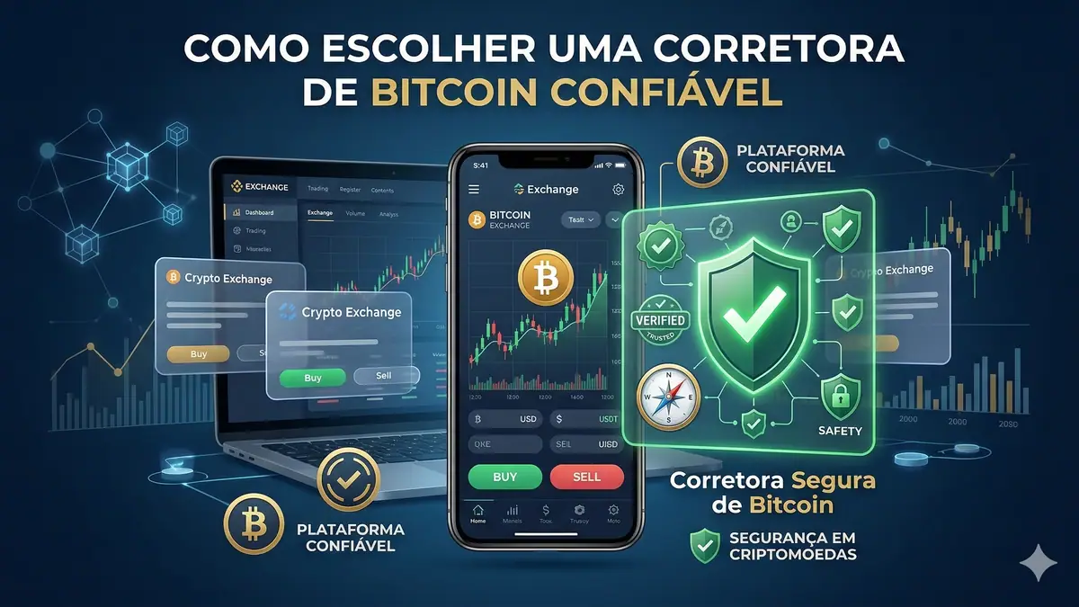 Imagem destacada sobre Escolher corretora de bitcoin segura