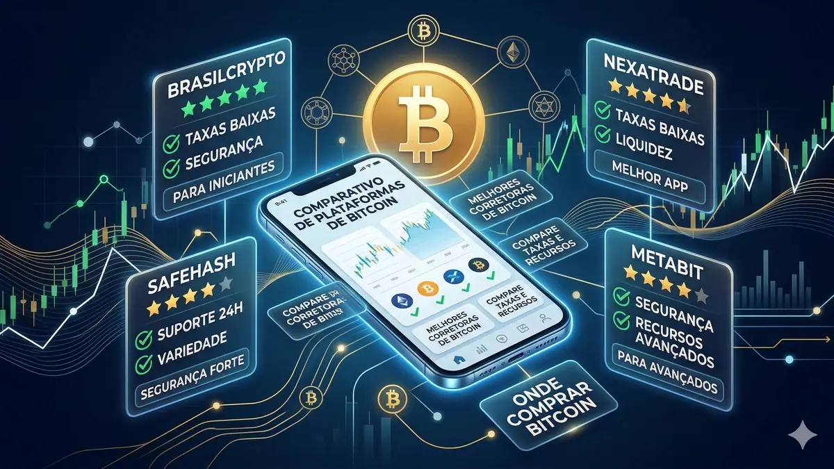 Imagem destacada sobre Comparativo de plataformas de bitcoin