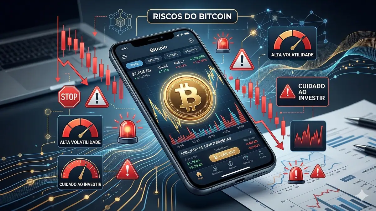 Imagem destacada sobre Riscos ao investir em bitcoin